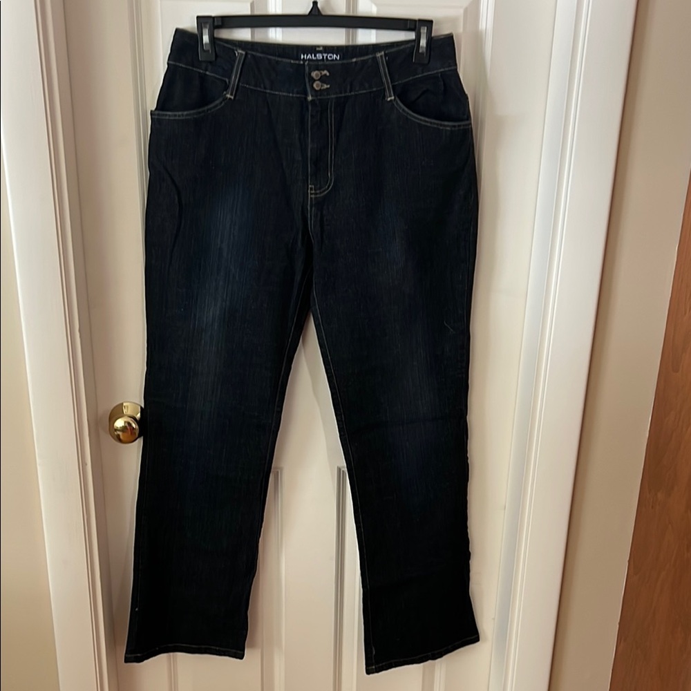 Halston Jeans Wear, “Stretch”, woman’s, dark blue, jeans. Size 10.
